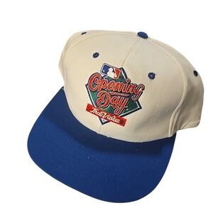 VTG Opening Day Baseball Hat True Value Vintage Cream Blue Snapback Cap MLB OSFA